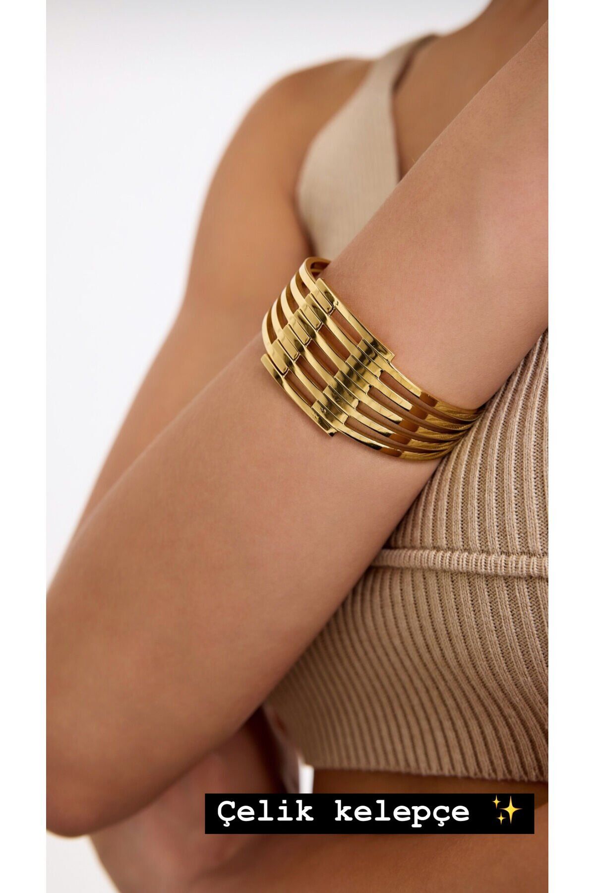 Çelik gold kalın kaburga kelepçe