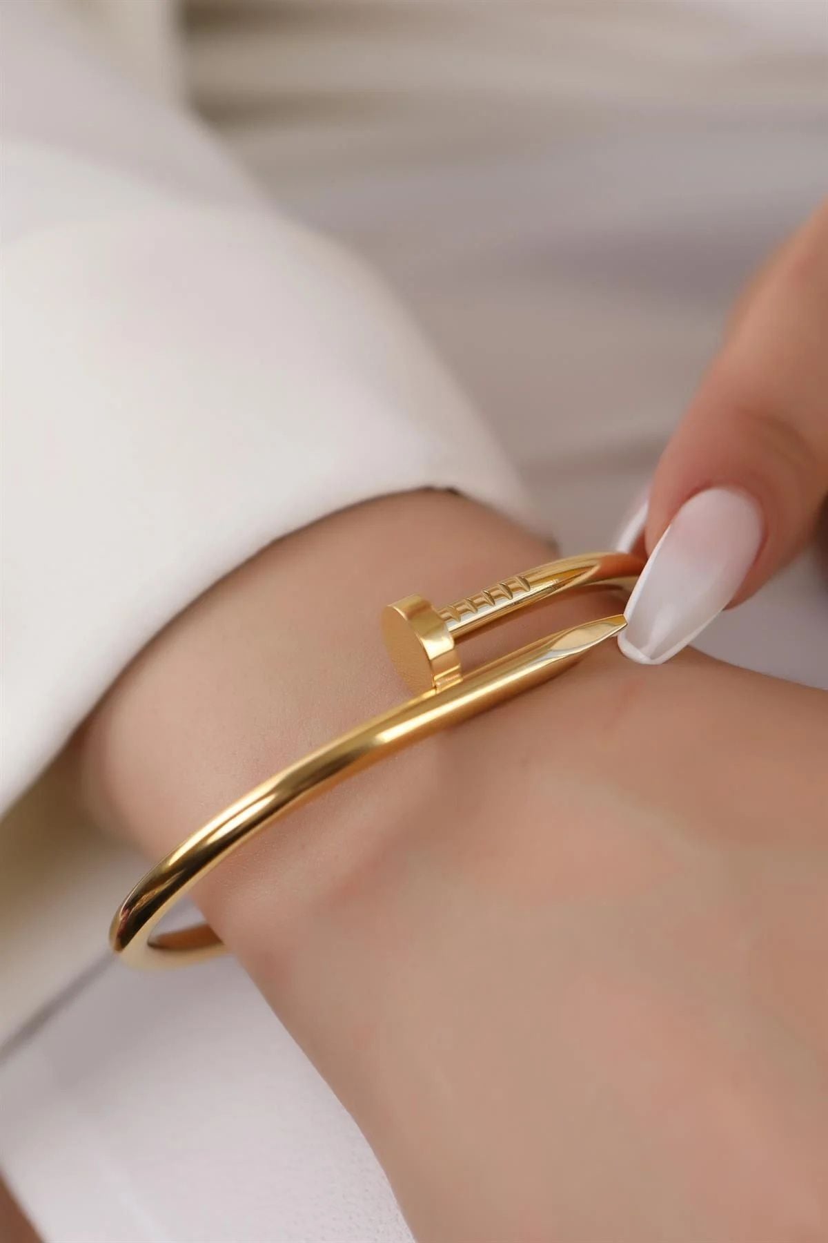 İkili Set Kombin ./çivi Kelepçe Gold Renk Bileklik