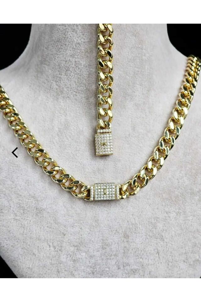 14K Altın Kaplama Sade Gurmet Set - Bileklik ve Kolye S03