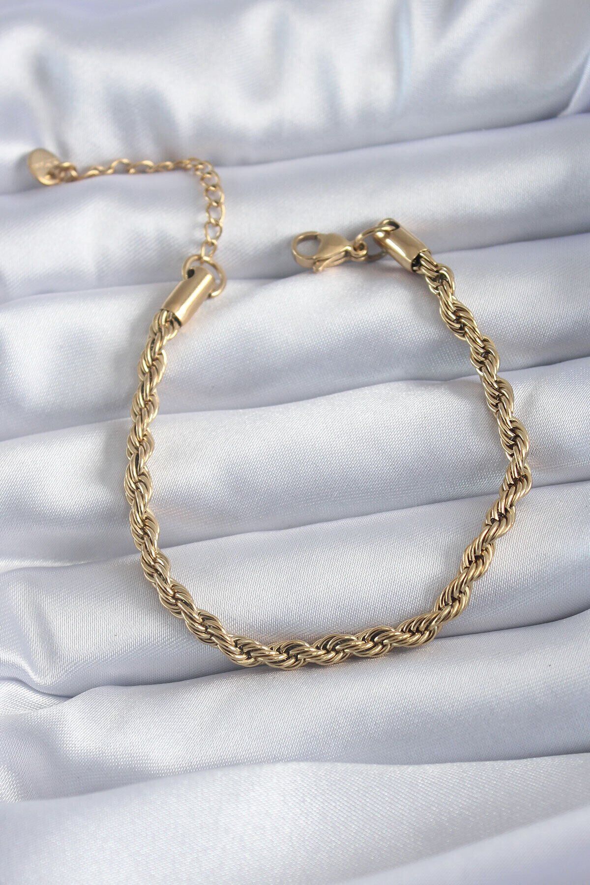 316L Çelik Gold Renk Burgu Model Kadın Bileklik - Lisinya