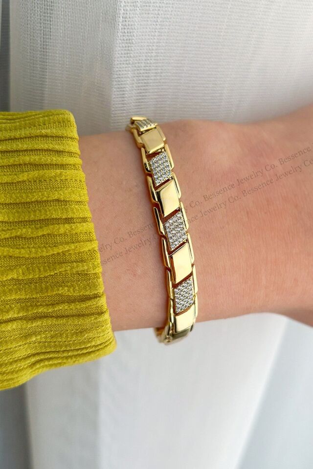 Xuping 14K Gold Kaplama Vector Model VIP Çelik Bileklik – 17+2CM AYARLANABİLİR