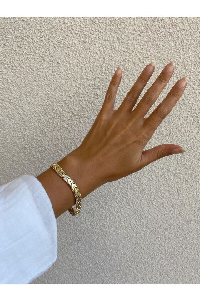 Xuping Özel Seri 14K V Desen Hasır Kuyumcu İşçiliği Gold Bileklik