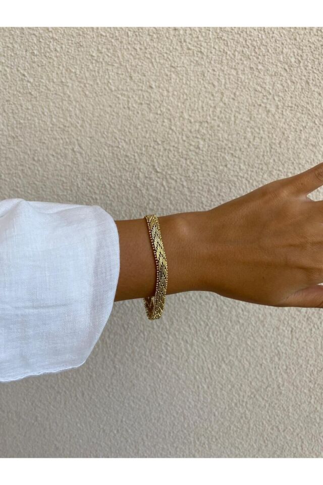 Xuping Özel Seri 14K V Desen Hasır Kuyumcu İşçiliği Gold Bileklik