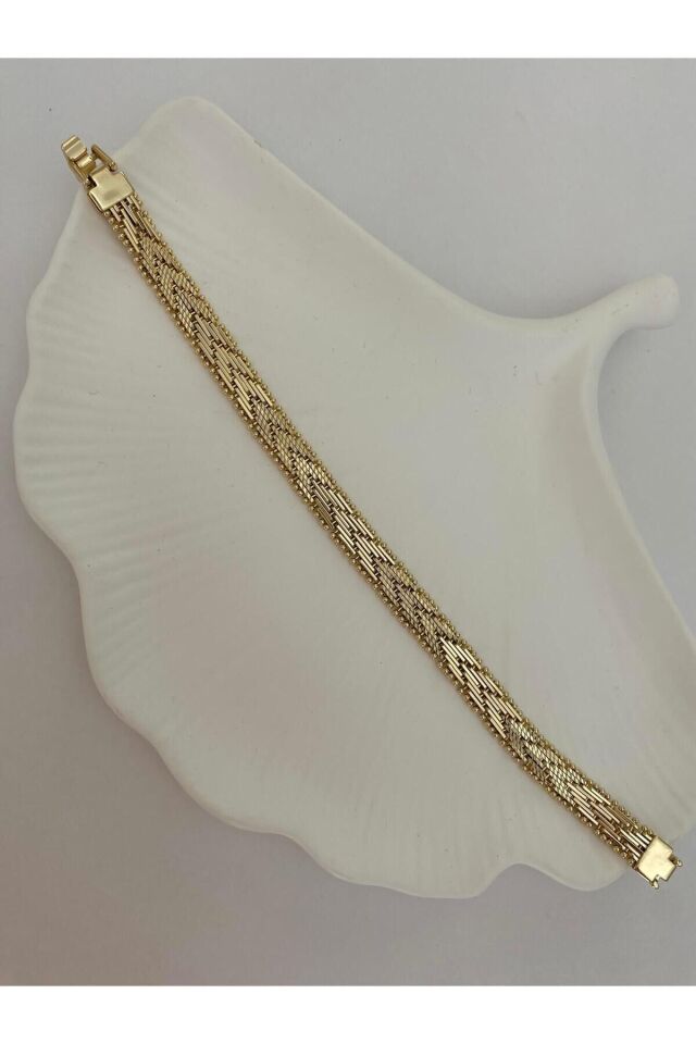Xuping Özel Seri 14K V Desen Hasır Kuyumcu İşçiliği Gold Bileklik