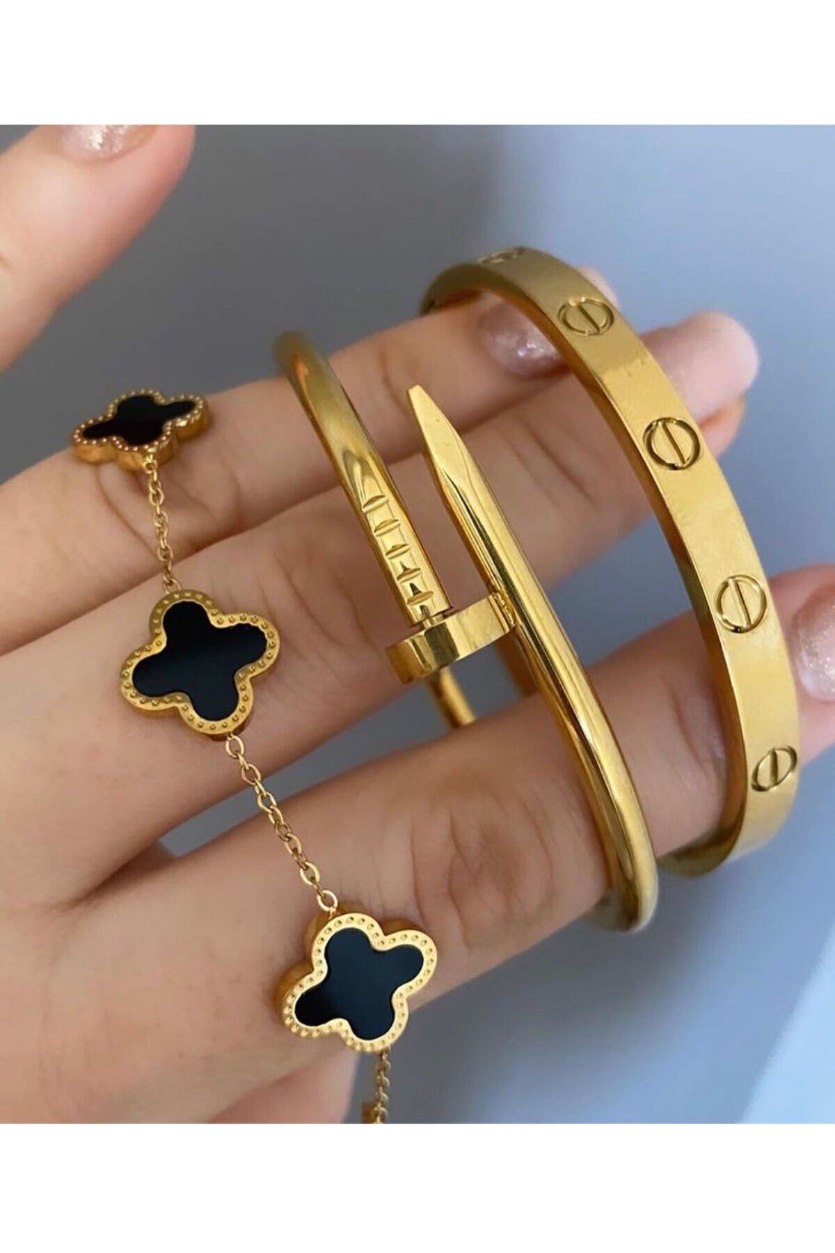 KADIN ÇELİK 3’LÜ KOMBİN BİLEKLİK SETİ