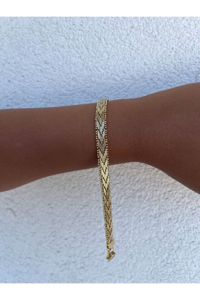 Xuping İnce Boy Zarif Hasır Bileklik 14 K Renk 19 Cm