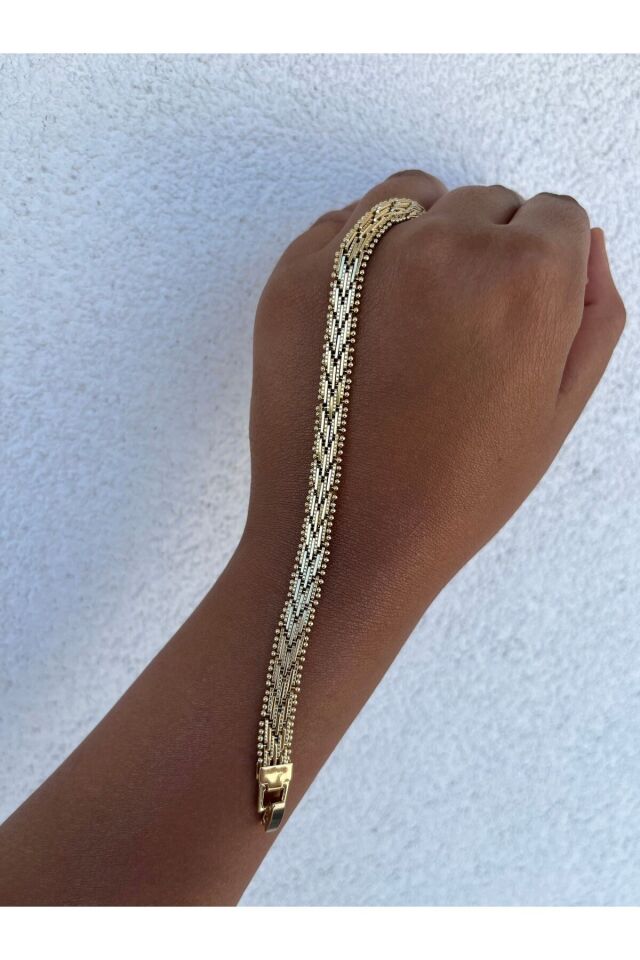 Xuping İnce Boy Zarif Hasır Bileklik 14 K Renk 19 Cm