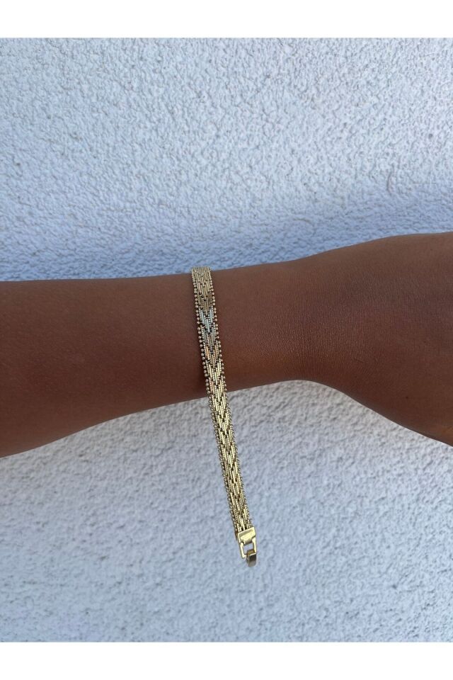 Xuping İnce Boy Zarif Hasır Bileklik 14 K Renk 19 Cm