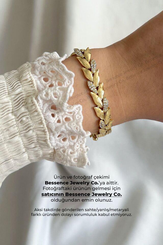 Xuping Helen Model Zirkon Taşlı 14K GOLD VIP Çelik Bileklik - 17CM+2CM AYARLANABİLİR