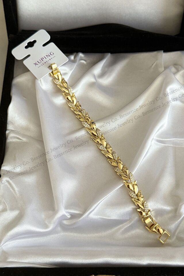 Xuping Helen Model Zirkon Taşlı 14K GOLD VIP Çelik Bileklik - 17CM+2CM AYARLANABİLİR