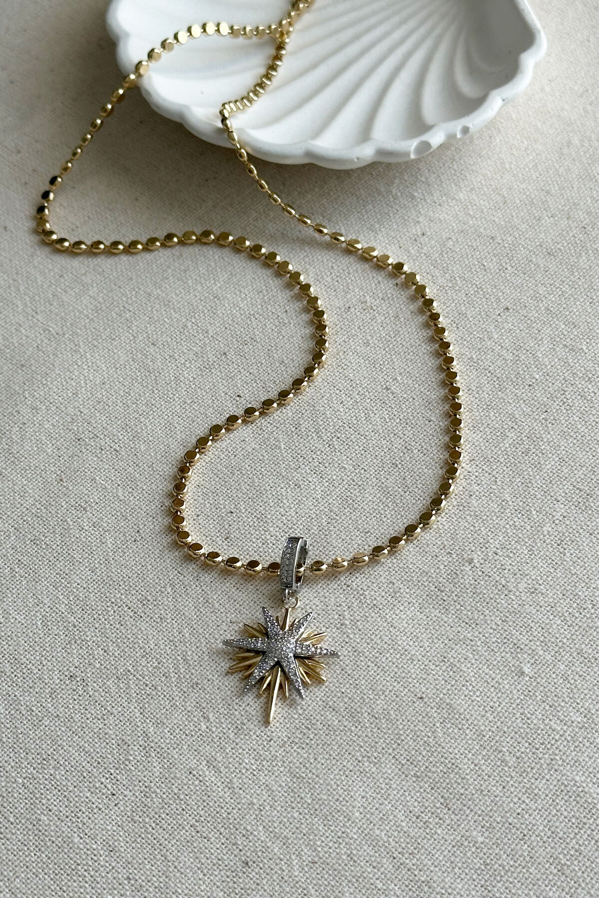 Caprea Çelik 60 CM Ezme Puntolu Kadın Kolye Kadın Çelik Kolye