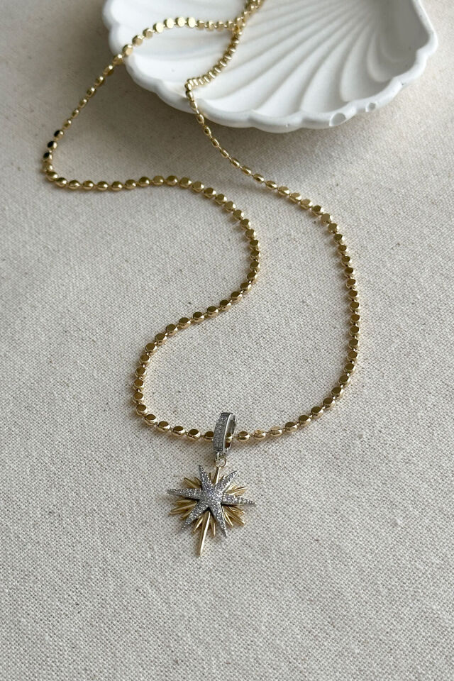 Caprea Çelik 60 CM Ezme Puntolu Kadın Kolye Kadın Çelik Kolye