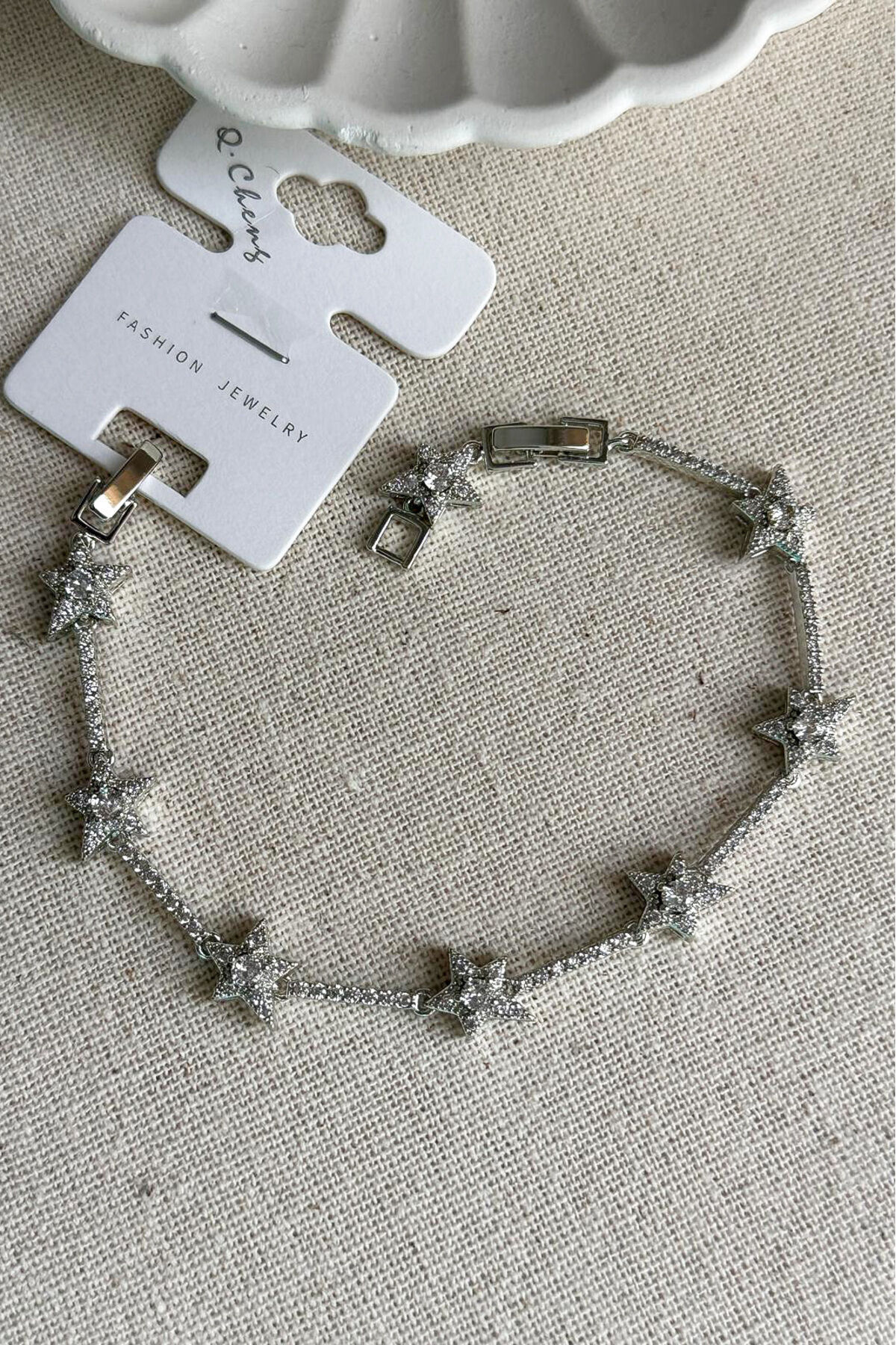 Pirinç 14 K 17+2 Cm Taşlı Yıldızlı Su Yolu Kadın Bileklik Kararmaz Kadın Bileklik