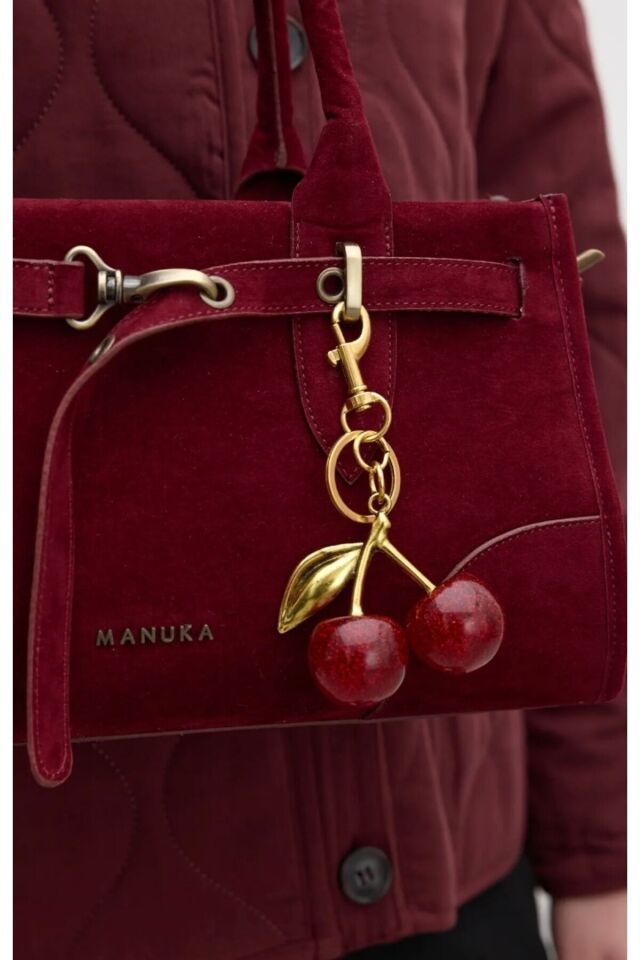 Kirazlı Çanta Charmı Veya Anahtarlık