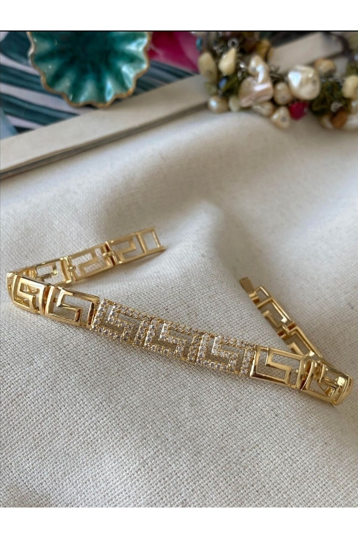 14K RENK LABİRENT MODEL TAŞLI BİLEKLİK 17+2CM