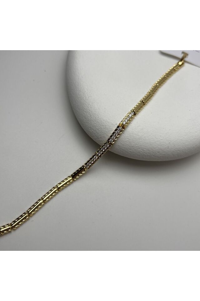 Gold İnce Zirkon Taşlı Xuping Bileklik