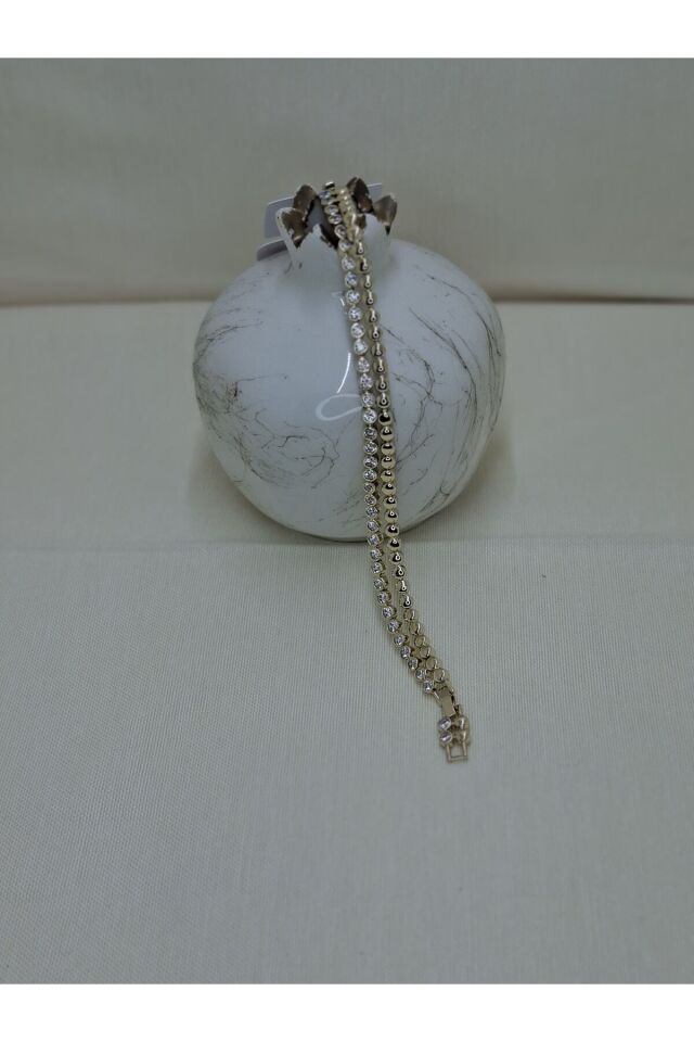 14 K ZİERKON TAŞLI ÇELİK BİLEKLİK