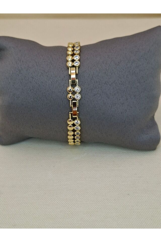 14 K ZİERKON TAŞLI ÇELİK BİLEKLİK