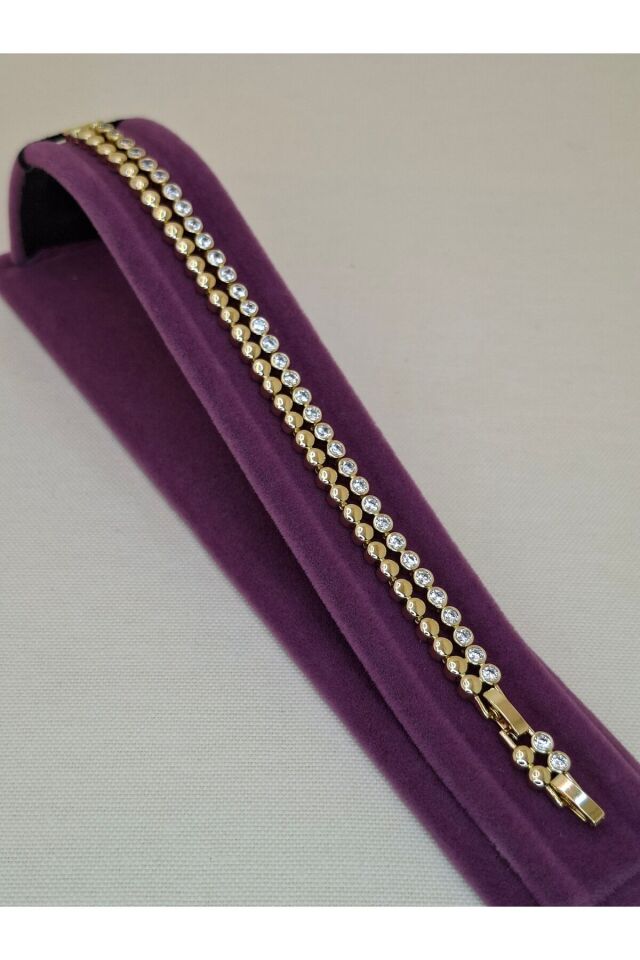 14 K ZİERKON TAŞLI ÇELİK BİLEKLİK