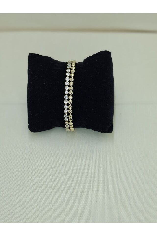 14 K ZİERKON TAŞLI ÇELİK BİLEKLİK