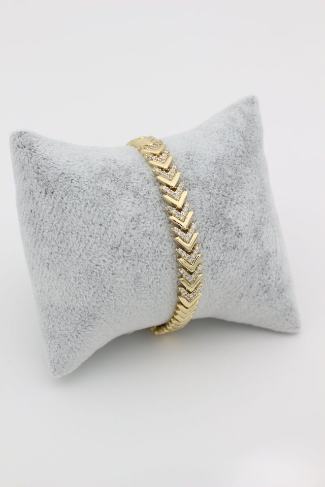 Stil Incisi/Xupıng Jewelry 14 Ayar Altın Kaplama Rihanna Zirkon Taşlı Model Bileklik