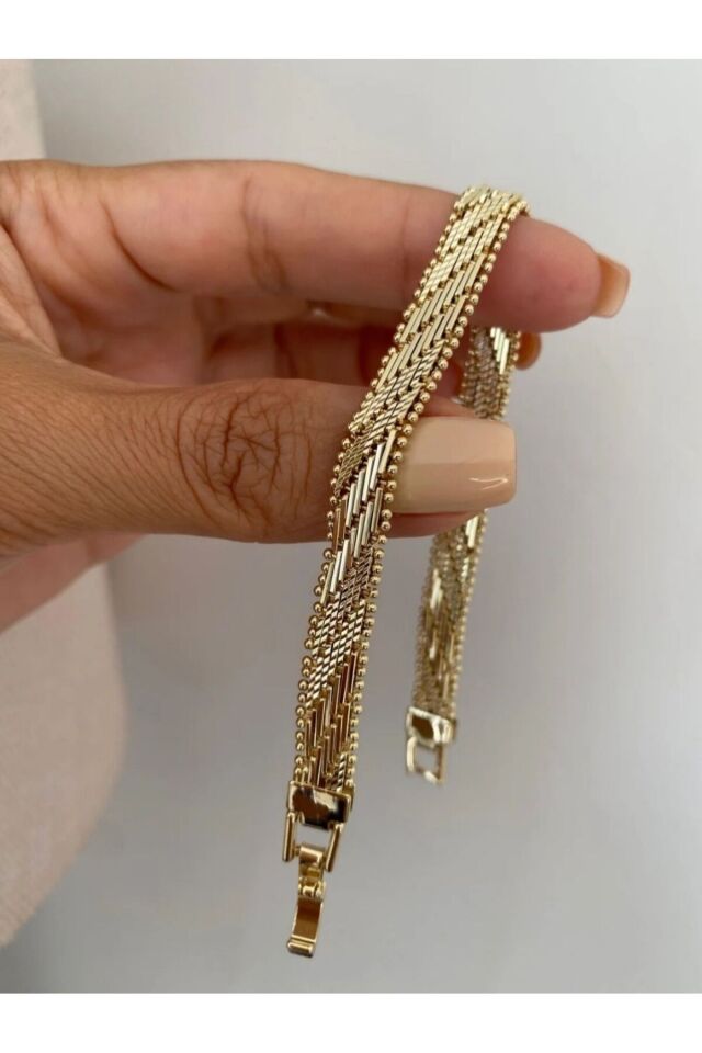 14K RENK İNCE HASIR ÖRME BİLEKLİK KALINLIK 8MM UZUNLUK 19CM