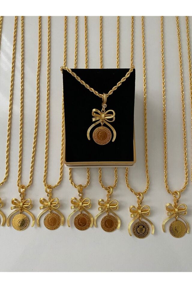 Çeyreklik fiyonk kolye 60 cm zinciriyle birlikte