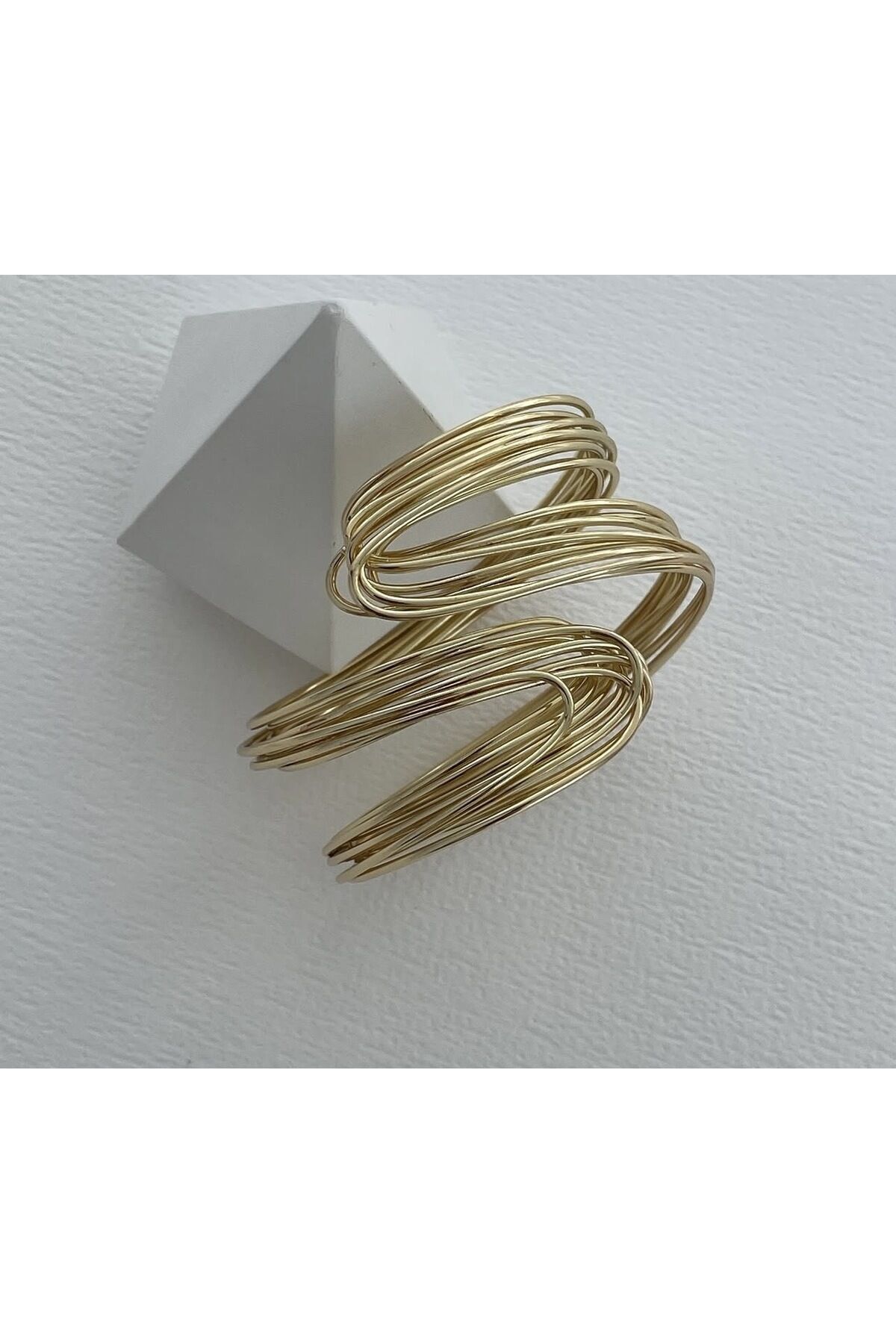 Trend Kadın çelik altın kaplama ayarlanabilir el yapımı tel sarma kelepçe bileklik