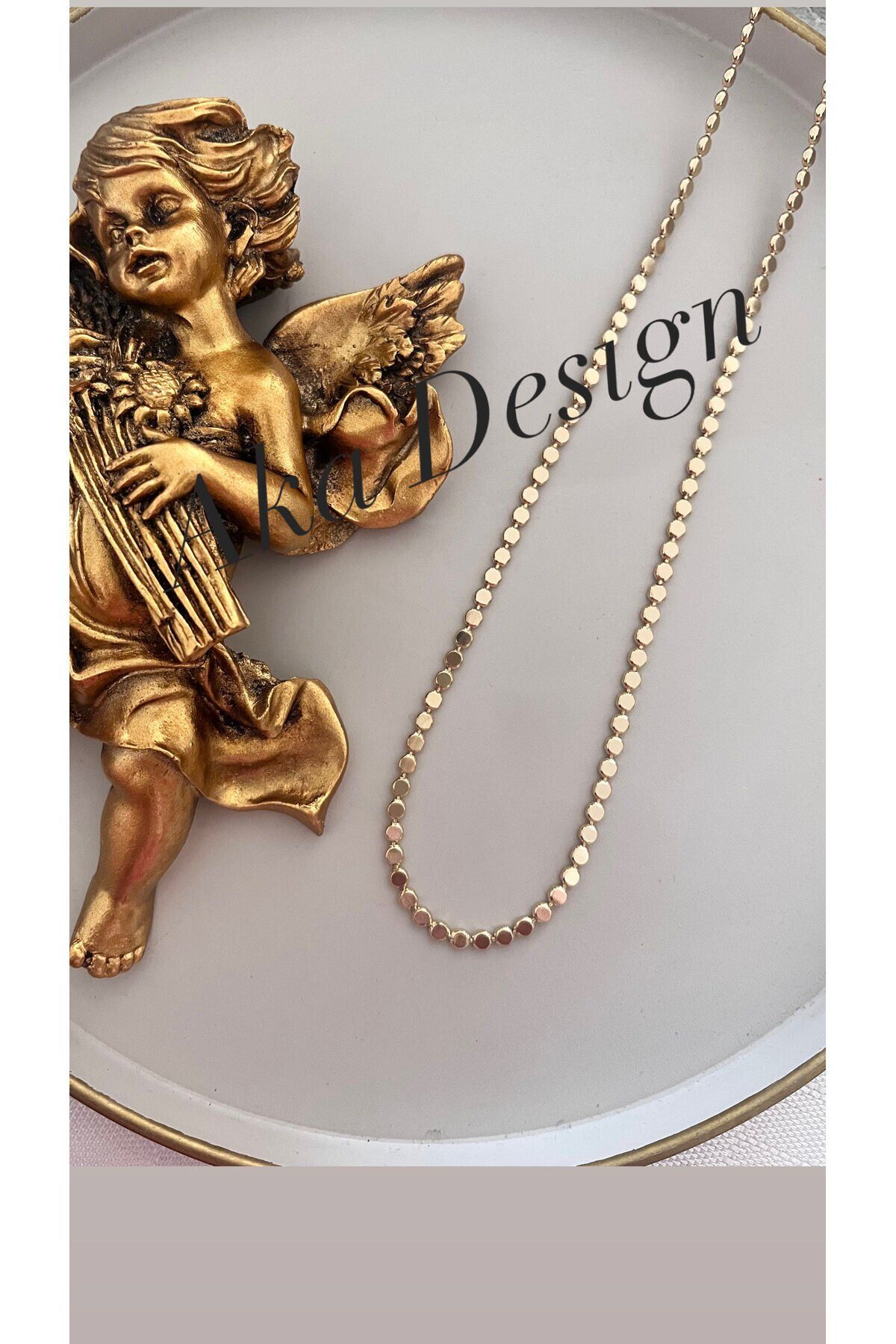 14K kolye yassı zinvir