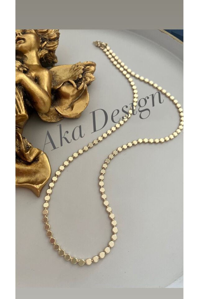 14K kolye yassı zinvir