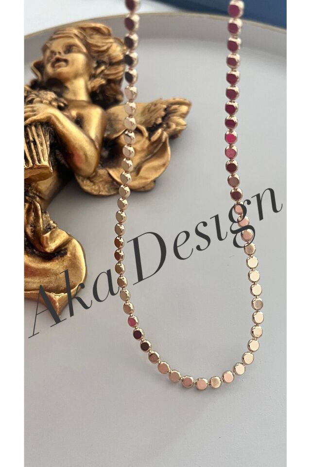 14K kolye yassı zinvir