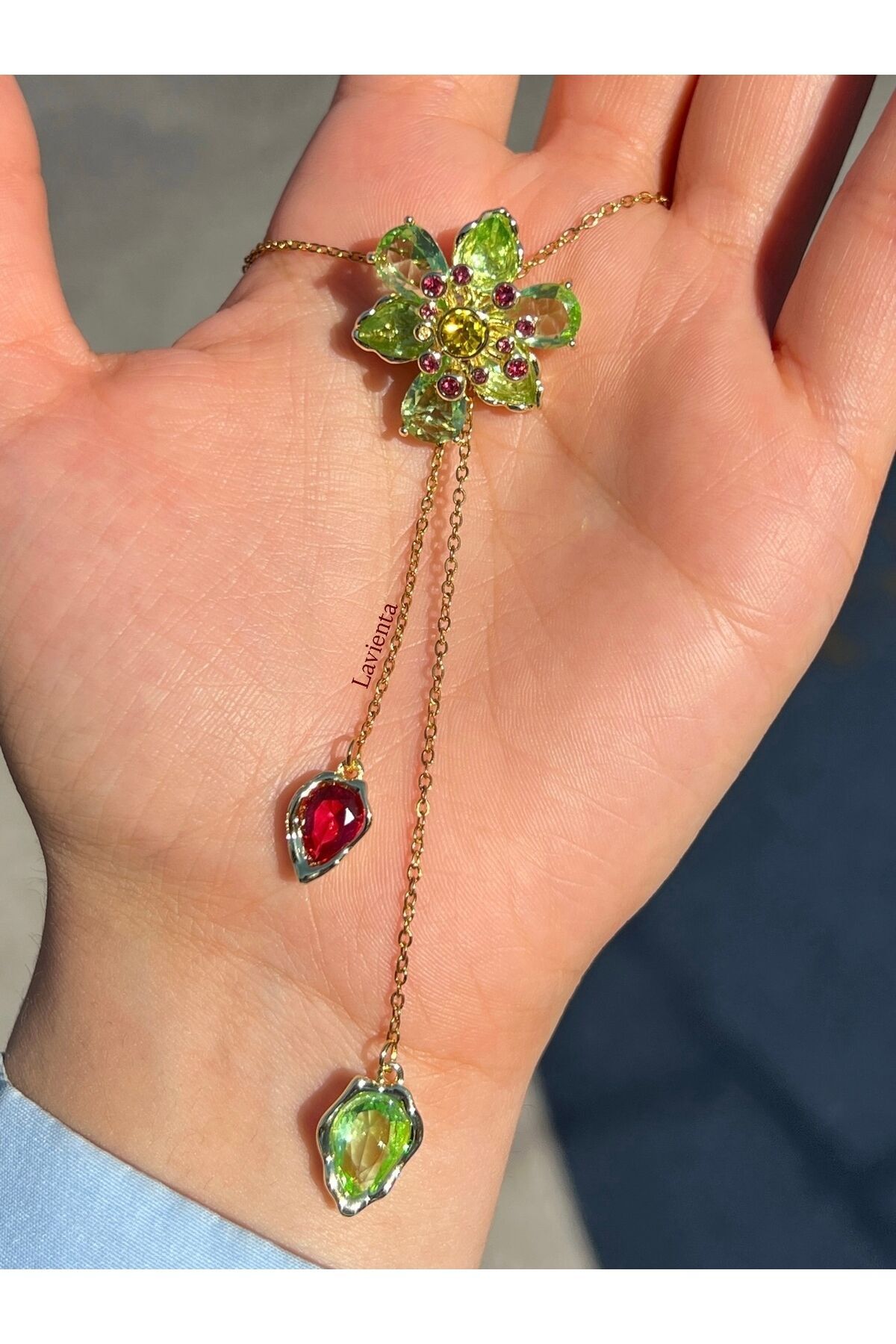 Gold SW Çiçek Model Asansörlü Çelik Kolye