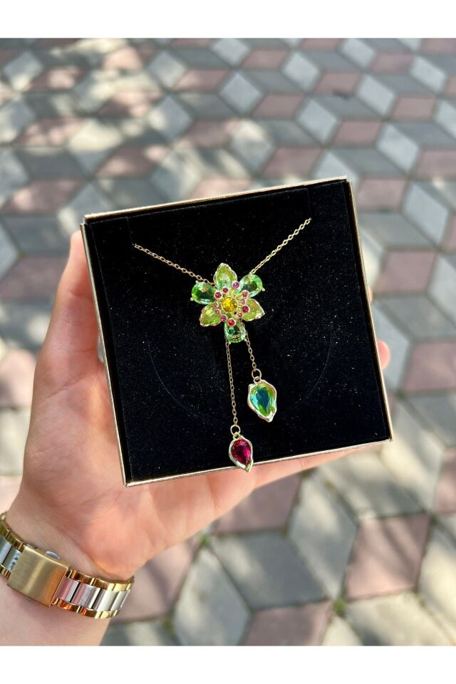 Gold SW Çiçek Model Asansörlü Çelik Kolye