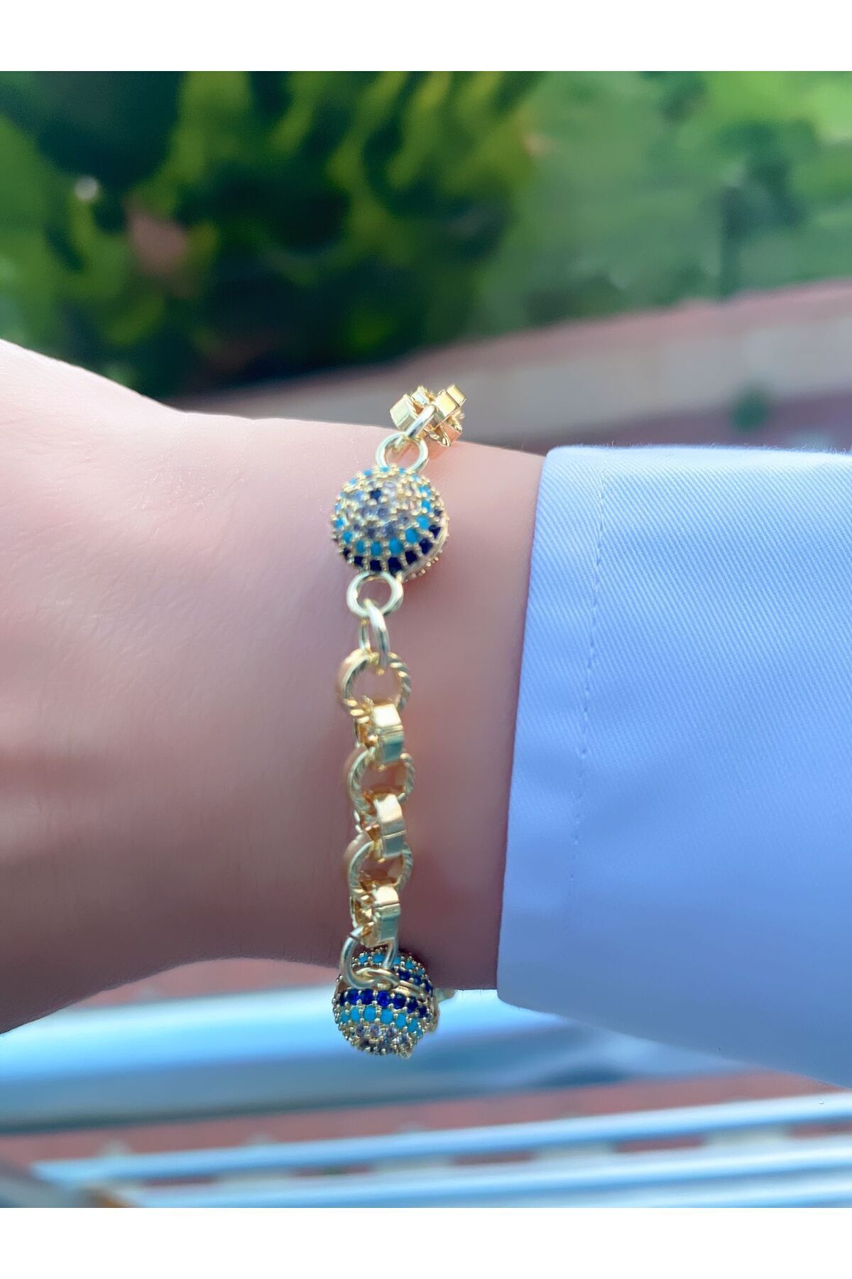 Nazar Boncuklu Çelik Bileklik