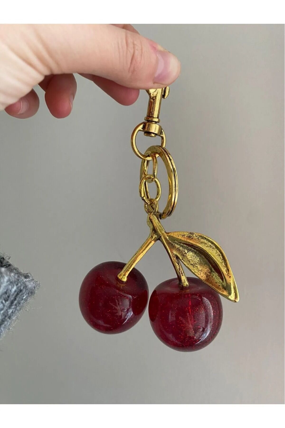 Kiraz Anahtarlık, Çanta Charm, Çanta Aksesuarı Kirazlı Charm