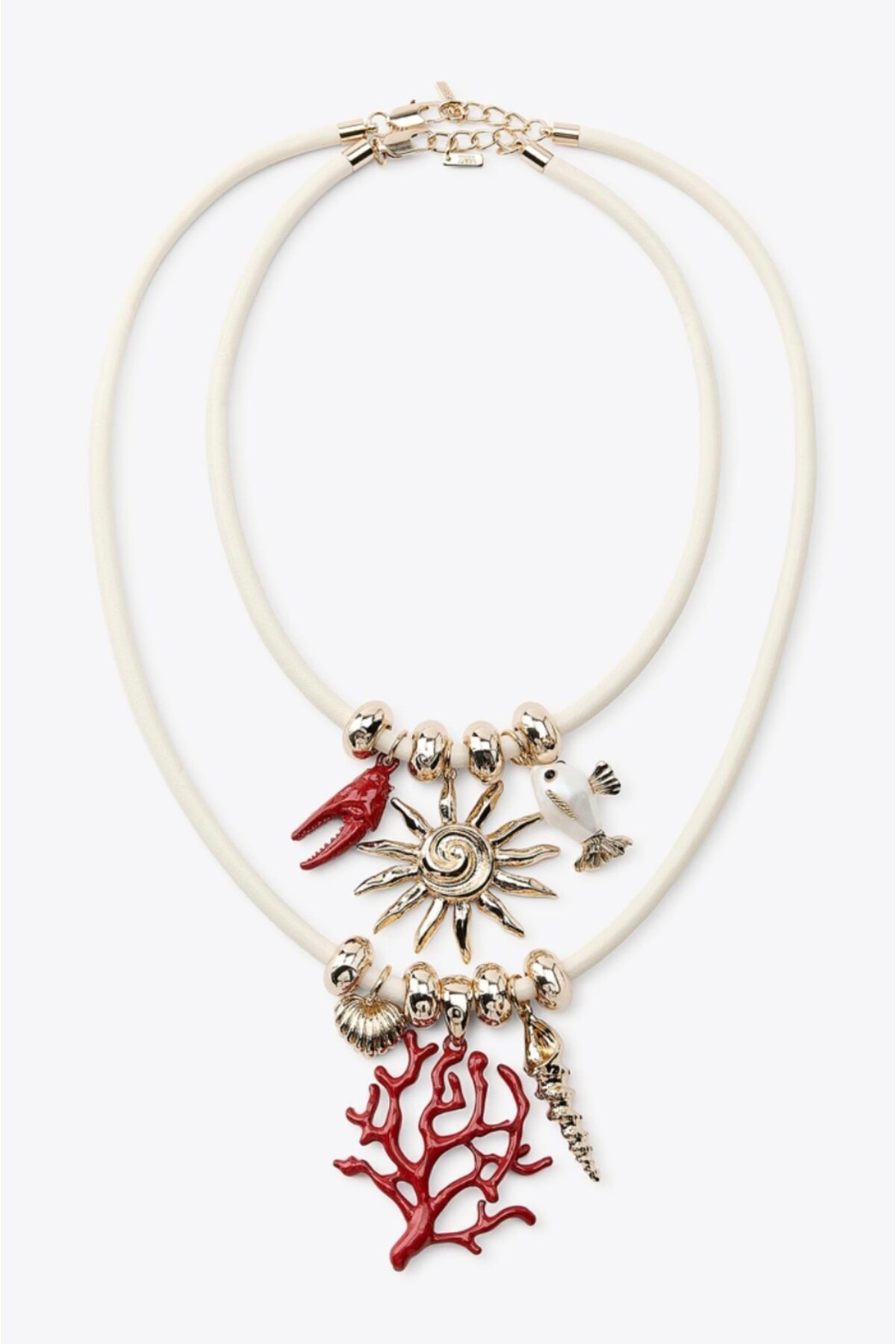 Marka model ikili mercan balık kolye