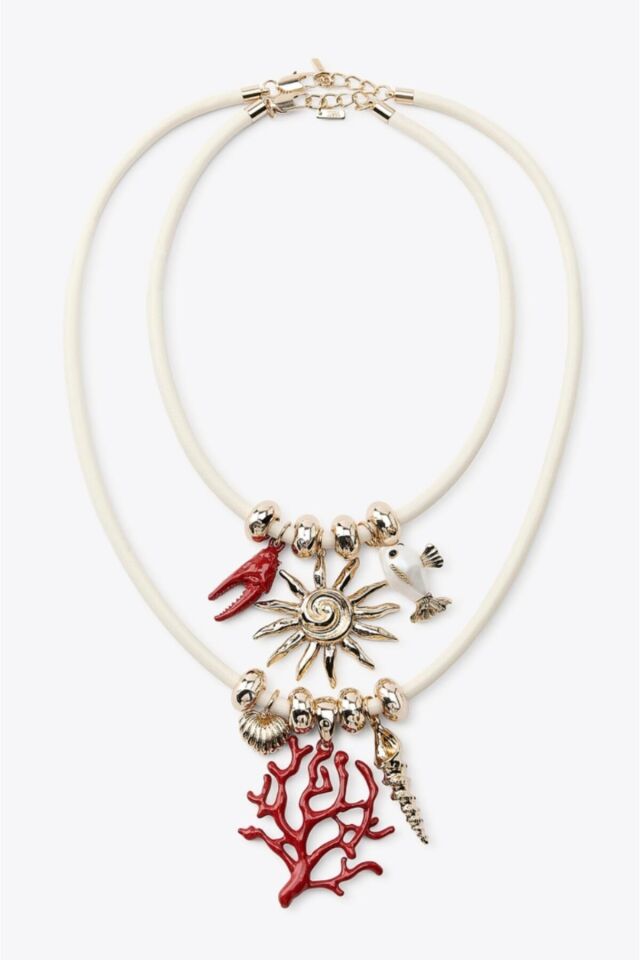 Marka model ikili mercan balık kolye