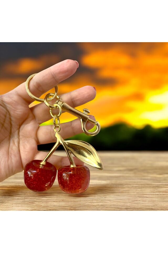 KİRAZ FİGÜRLÜ ÖZEL TASARIM ANAHTARLIK CHARM BÜYÜK BOY
