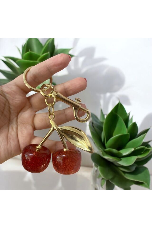 KİRAZ FİGÜRLÜ ÖZEL TASARIM ANAHTARLIK CHARM BÜYÜK BOY