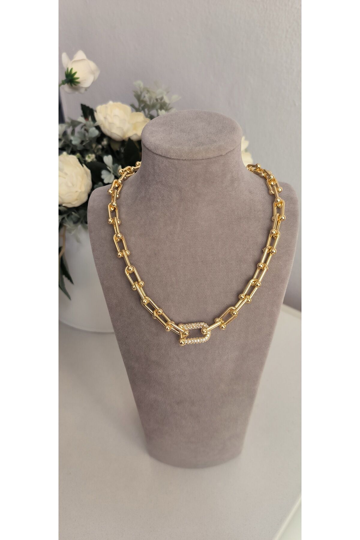 Altın Kaplama Tiffy Kolye Kararmaz 14K Rengindedir 45cm