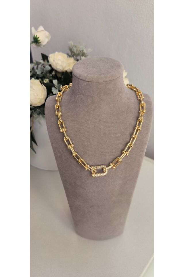 Altın Kaplama Tiffy Kolye Kararmaz 14K Rengindedir 45cm