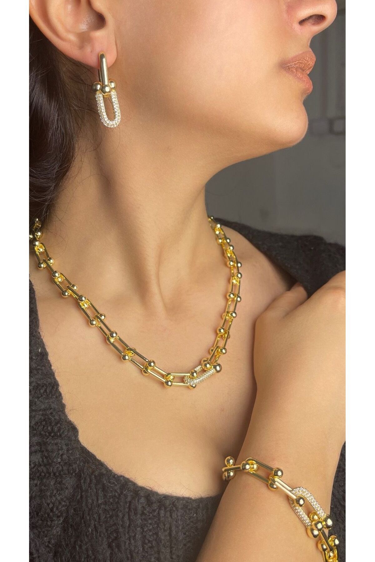 Tiffny Model Kolye Bileklik Küpe Set