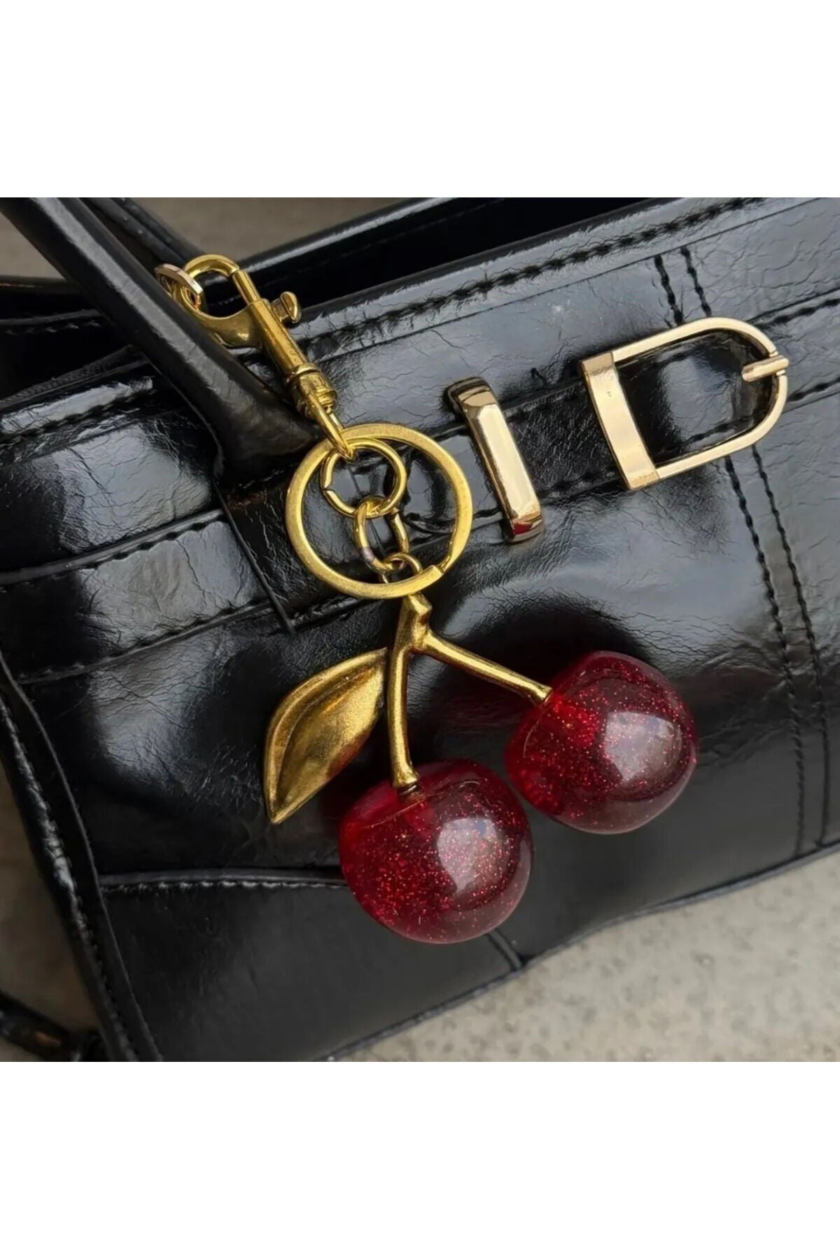 Büyük Kiraz Figürlü Anahtarlık Çanta Charm Süsü