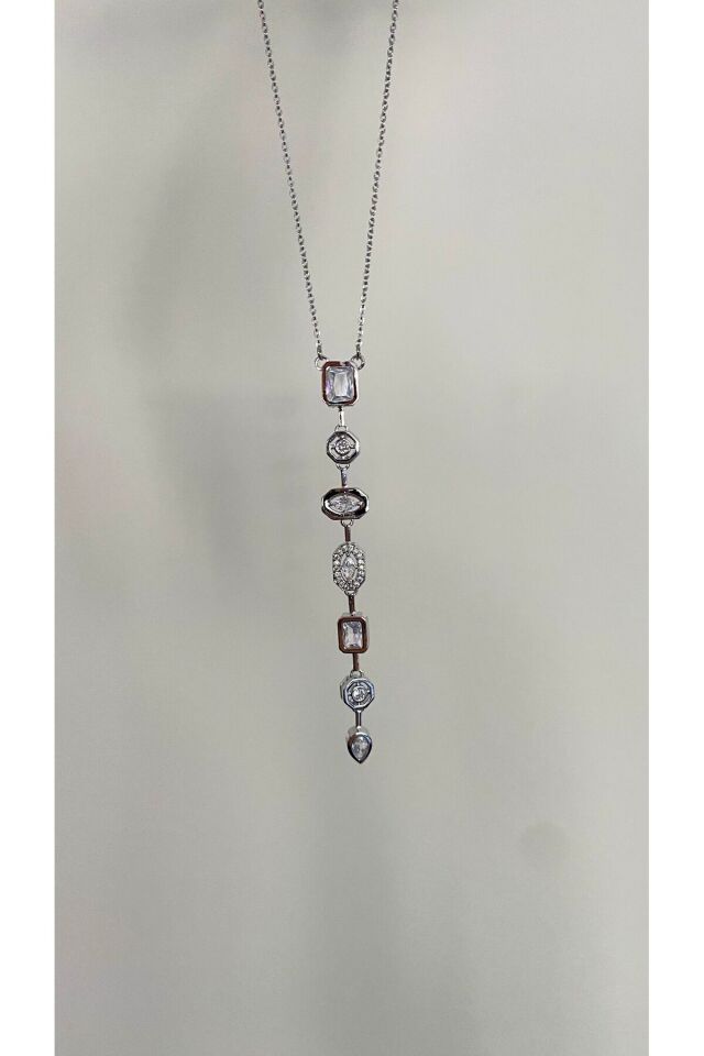 Gümüş Renk Dekolye Y Model Kolye