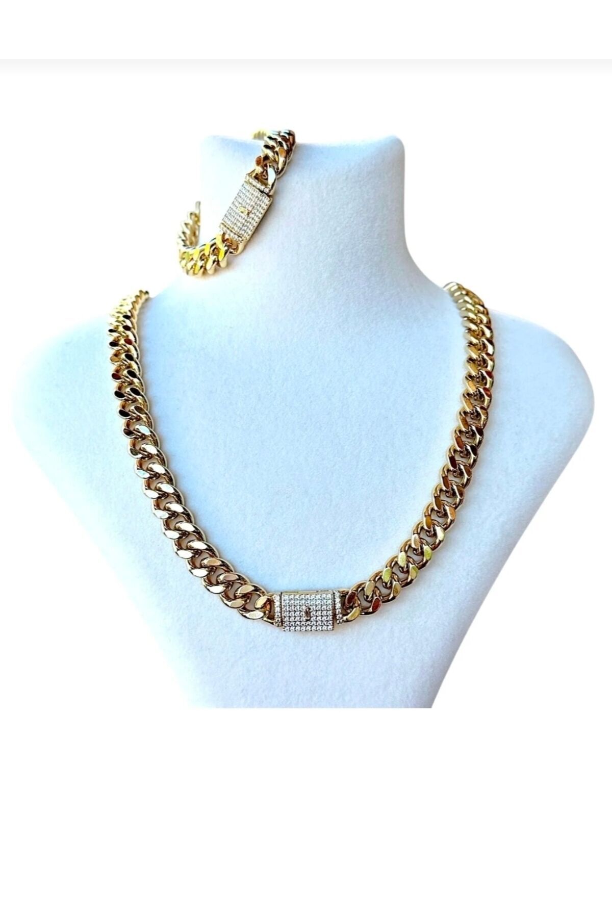 Vip Gurmet Set Kolye +Bileklik Kararmaz 14K Rengindedir