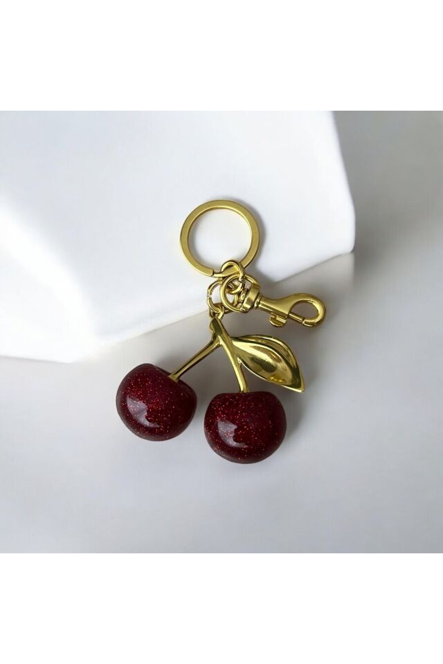 Kiraz Meyvesi parıltılı charm ve anahtarlık