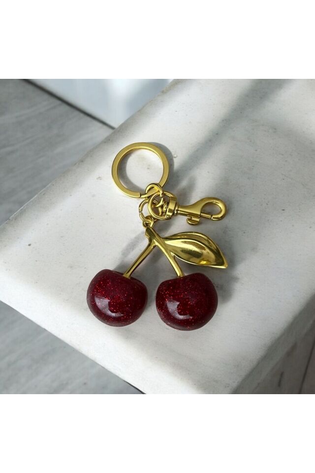 Kiraz Meyvesi parıltılı charm ve anahtarlık