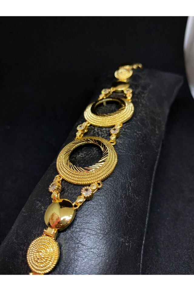 Gold Renk Çeyrek Altın Uyumlu İkili Boş Çerçeve Bileklik