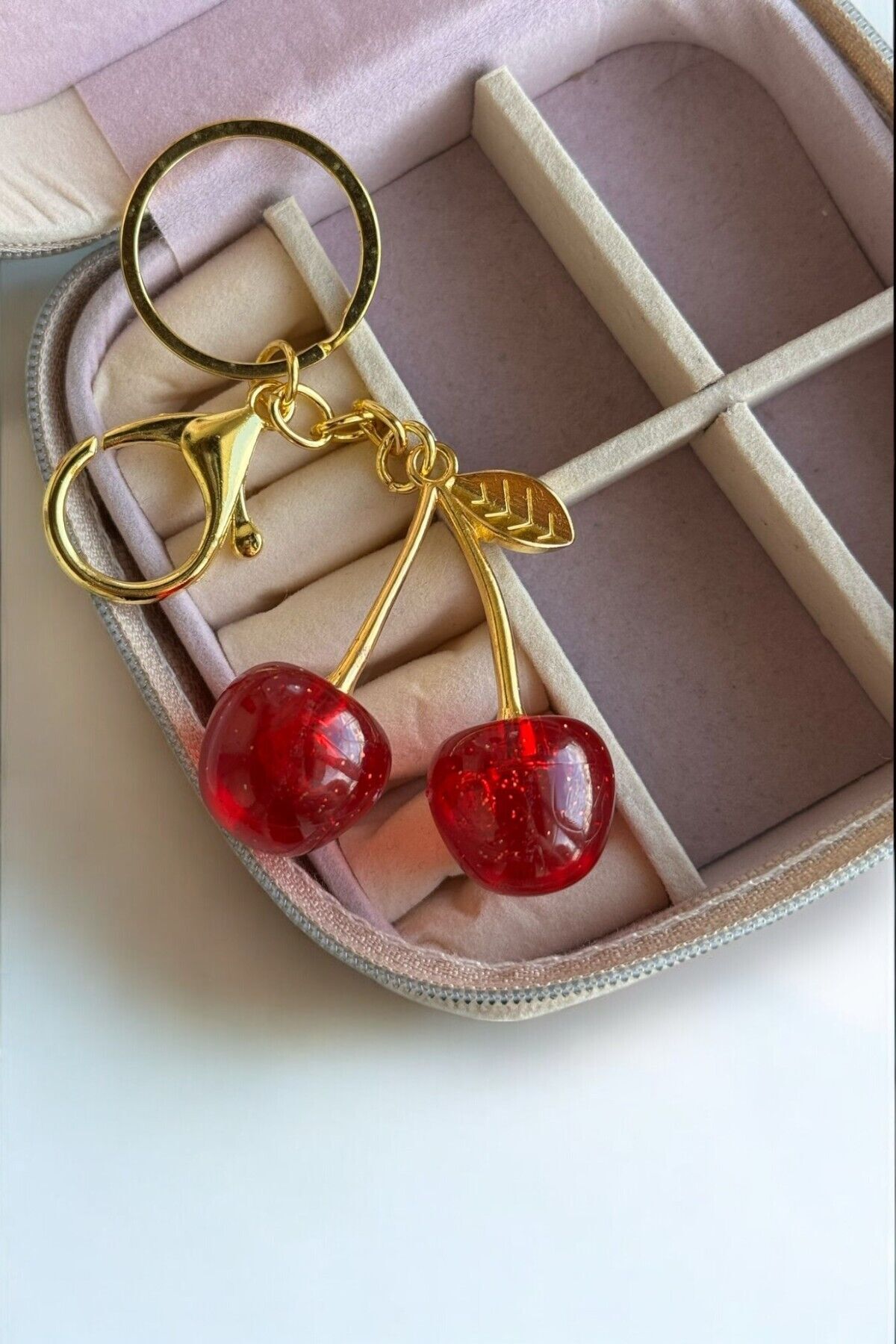 Kiraz Figürlü Charm Çanta Aksesuarı ve Anahtarlık Küçük Model