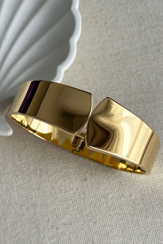 Çelik 18 Cm Sade Yandan Açılmalı Asimetrik kadın Kelepçe Bileklik Kararmaz Kadın Bileklik Kelepçe